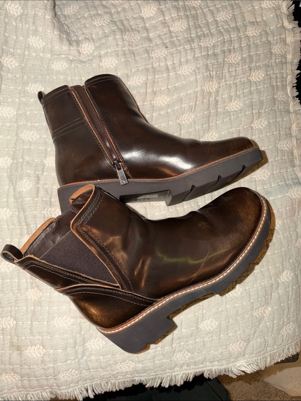 Naturalizer Women's Dark Brown Leather Ankle Booties with Side Zip